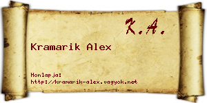 Kramarik Alex névjegykártya